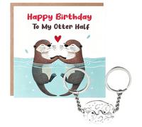 Plorede Romantic Interlocking Sea Otter Keychains for Couples, Cute Matching Keyrings, Perfect Valentine's Day, Birthday, Friendship Romantic Gift for Her/Him (Otter+Greeting Card)