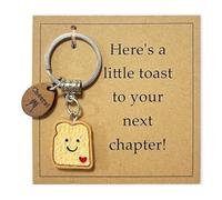 Plorede Simulation Bread Toast Keychain for Women, New Job Gifts for Women, Cute Toast Shaped Wooden Keychain, New Beginnings Divorce Gifts, Good Luck Charms, Congratulations Present for Coworkers