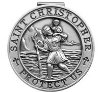 PloreWay St. Christopher Medal for Car, Metal Saint Christopher Visor Clip, Talisman for Safety, Automotive Visor Accessories, Gift for Drivers, Families, Friends