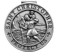 PloreWay St. Christopher Medal for Car, Metal Saint Christopher Visor Clip, Talisman for Safety, Automotive Visor Accessories, Gift for Drivers, Families, Friends