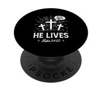 Plot Twist He Lives Luke 24 23 Cross Christian Easter Day PopSockets Adhesive PopGrip