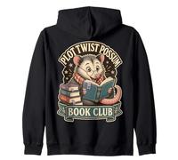 Plot Twist Possum Book Club Reader Graphic Reading Stack Zip Hoodie