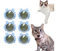 Plothuge Catnip Wall Ball - Catnip Balls That Stick on Wall - Self-Adhesive Catnip Teeth Cleaning Edible Ball - Teeth Cleaning Dental Cat Toys - Catnip Roller Ball Rotate Wall Mounted (6*blue)