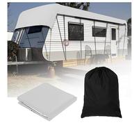 PLOTSAGE Caravan Cover, Foldable Motorhome Roof Cover, 210D Oxford Cloth Weather-Resistant RV Caravan Roof Cover, for RV Travel Car Automobile Supplies,Silver,9.5 * 3.3m