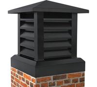 PLOTSAGE Chimney Cap, Square Aluminum Alloy Chimney Cover, Rainproof Fireplace Chimney Caps with Tapered Top and Louvre for Outside Chimney Flue Cover,Black,35 * 35cm