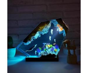 PLOTSAGE Epoxy Resin Ocean Lamp, Bathroom Or Bedroom Decorative Night Light, The Underwater World Epoxy Resin Night Light, Gift for Family And Friends,Warm light,8 * 5inch