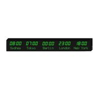 PLOTSAGE Large Digital Led World Clock, LED Digital Full Color Multiple Time Zones Clock, 5 Cities World Time Wall Clock, for Hotels/Enterprises/Airports/Multinational Enterprises,A