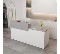 PLOTSAGE Simple Modern Retail Counter for Checkout, Wooden L-Shape Cashier, Office Computer Desk, Reception Desk, Reception Table,20,140cm