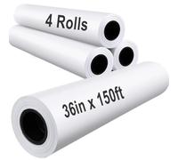 Plotter Paper 36" x 150', 2" Core 4.2 mil - 80 g/m² 20lb Bond Tracing Paper Roll for Wide Format Ink Jet Printers | Architectural Blueprints, Engineering Drawings, CAD, Custom-Sized Prints (4 Rolls）