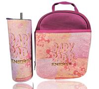 Plouise Inspired Bad Baby Energy Insulated Tumbler and Lunch Bag Set, 600ml Stainless Steel Cup with Straw, Pink Plouise Inspired Back to School Gifts for Girls