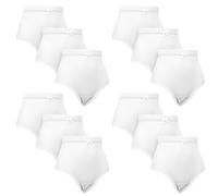Ploutos World Wide Ladies Full Mama Briefs 12 Pack Knickers Cotton Rich Super Soft Womens Lingerie Underwears Panties (White, UK 12-14 (OS))