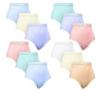 Ploutos World Wide Ladies Full Mama Briefs 12 Pack Knickers Cotton Rich Super Soft Womens Lingerie Underwears Panties (Pastel, UK 20-22 (XXOS))