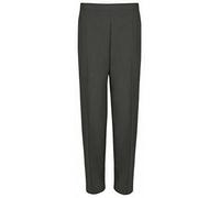 Ploutos World Wide Ladies Half Elasticated Trouser Stretch Waist Casual Office Work Formal Pull On Trousers | Women's Straight Leg Pants Bottoms Two Side Pockets (Charcoal, 12W / 27L)