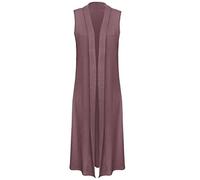 Ploutos World Wide Ladies Sleeveless Maxi Long Length Open Front Boyfriend Cardigan ~ Women's Top Long Floaty Stylish Duster Jacket Coat Blazer Waistcoat (10, Brown)