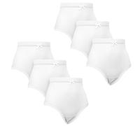 Ploutos World Wide Pack of 6 Ladies Full Mama Cotton Rich Briefs Knickers ~ Women Super Soft Lingerie Knickers Underwear for Everyday Use (White, UK 12-14 (OS))