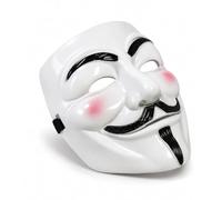 Ploutos World Wide V for Vendetta Mask for Adults, Vendetta White Face Mask with Black Details, Anonymous Style Costume Masks, Halloween Fancy Dress