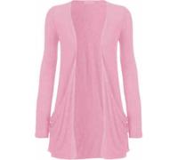 Ploutos World Wide Women's Boyfriend Cardigan Long Sleeve Ladies Open Front with 2 Pockets Casual Basic Top Cardi UK Plus Sizes (12-14, Baby Pink)