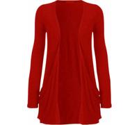 Ploutos World Wide Women's Boyfriend Cardigan Long Sleeve Ladies Open Front with 2 Pockets Casual Basic Top Cardi UK Plus Sizes (16-18, Red)