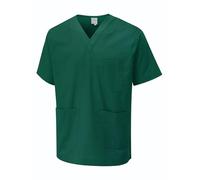 Ploutos World Wide Women's Multiple Patch Pockets Medical Scrubs Shirt Healthcare Doctor Nurses Beautician Vet Tunics Uniform Top (Bottle Green, XXL)