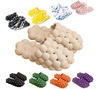 PLOVELXN Bubble Slides, Slippers, Slide Funny Massage Slippers for Women, Non-slip Spa Sandals, Slides men, Soft Pillow Stress Relief Slide, Unisex, White, 6-7 Women/4.5-5.5 Men
