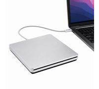Ploveyy USB C Superdrive External DVD/CD Reader/Burner Player for Apple-MacBook Pro Air/ASUS/DELL Laptop Mac iMac Windows10 PC Desktop with Type-C Port Plug and Play - Silver