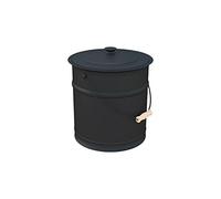 Plow & Hearth Fireplace Ash Bucket with Lid and Handle, Alloy Steel, Black, 10" Diameter x 13" H