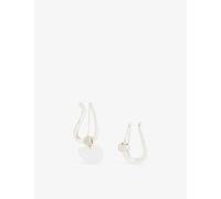 Plow Womens Plow Wave Pierces Sterling-Silver and Moonstone Hoop Earrings Silver