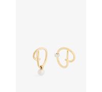 Plow Womens Plow Wave Pierces Sterling-Silver and Pearl Hoop Earrings Gold