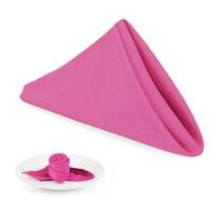 PLOYMONO Fuchsia Heavy Duty Cloth Napkins - 17 x 17 Inch Solid Washable Polyester Dinner Napkins - Set of 8 Napkins with Hemmed Edges - Great for Weddings, Parties, Banquet, Spring, Mothers Day