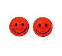 PLpatch Set of 2 Tiny. Mini Happy Smile Fun Happy Feeling Patches Cute Cartoon logo1 Patches Sew Iron on Embroidered Applique Badge Sign Patch Clothing Costume (Orange)