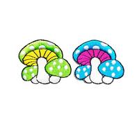 PLpatch Set of 2 Tiny. Mushroom with Polka dot Cute Cartoon Magic Mushroom Logo1 Sew Iron on Embroidered Applique Badge Sign Patch Clothing Costume (Green1-Blue1)