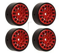 plplaaoo 1.0 Inch Wheel Hub Aluminum Alloy 9 Round Hole CNC Processed Weighted Design for FMS FCX24 1/24 RC Climbing Car 4Pcs Set Durable Stable Driving Strong Support Anti Wear (Red)