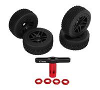 plplaaoo 1/8 RC Car Wheels and Tires Upgrade Accessories Sturdy Rubber Tires with Plastic Hubs for Hobao VS Hong Nor X3E HPI 1/8 RC Off Road Vehicle Black 4Pcs Set (A Tire)