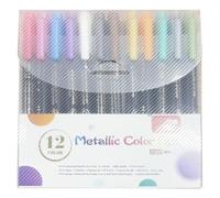plplaaoo 12 Color Drawing Pen Set Hard Tip Vibrant Metallic Markers for Art Painting Crafting Adults Kids Artists 12 Bright Colors Plastic 14cm Length