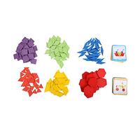 plplaaoo 155Pcs Wooden Geometry Shape Tangram Children Building Blocks Puzzle Educational Game Toy Develops Shape Recognition Hands On Ability for Toddlers Classroom Learning Wood Material
