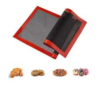 plplaaoo 2 Pcs Perforated Baking Mats, Silicone Fiberglass Mat, 30x40cm, Rectangular, Red, Baking Mat