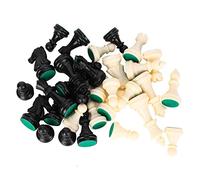 Plplaaoo 32 Standard Chess Pieces Only Without Chessboard, Black & White Plastic International Chess Game Complete Chessmen Set for Adults Board Game (Medium King Height 64mm)