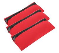 plplaaoo 3Pcs Front Zipper Pencil Cases Multifunction Large Capacity Neoprene Pen Bag Stationery Storage for Students Professionals School Office Black 5 x 10 x 20cm (Red)