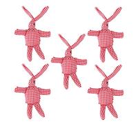 plplaaoo 5Pcs Small Rabbits Stuffed Toys Bunny Shape Decoration Cute Animal Ornament for Bag Polyester Cotton 13x8x2cm Holiday Parties Gift Giving (Red and White)