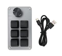 plplaaoo 6 Key Keypad with Knob RGB Light Blue Switch Mechanical Wired Connection Plug and Play DIY Programmable One Handed Keyboard for Office Work Gaming with ABS Material