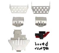 plplaaoo 6pcs RC Car Chassis Armor ESC Reset Switch Stainless Steel RC Armor Chassis Guard Plate for 1/10 RC Car Silver 5 Parts 15 Screws