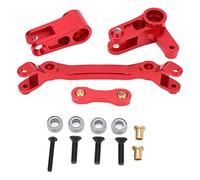 plplaaoo Aluminum Alloy Steering Parts Set Lightweight Strong Durable RC Car Steering Component Upgrade Replacement Parts for ARRMA Senton Typhon Granite BIG ROCK 1/10 Remote Control Cars (Red)