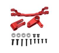 plplaaoo Aluminum Alloy Steering Parts Set RC Car Steering Group Assembly Upgrade Part for ARRMA Granite Big Rock Typhoon Senton 3S Brushless Brush Series 1/10 Remote Control Car (Red)