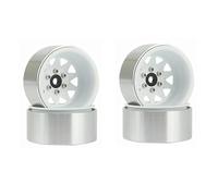 plplaaoo Aluminum Alloy Wheel Rim Beadlock 2.2in Heavy Duty Wheel Rims Hub 4pcs Replacement for TRAX4 SCX10 90046 AXI03007 RedCat Gen8 1/10 Remote Control Car Durable Upgrade Accessories (White)