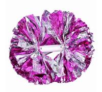 plplaaoo Cheerleading Pom Poms, Super Big Dance Double Head Flower Ball, Plastic Pompoms with Anti - Slip Handle, Cheerleader Aerobics Pom Poms for Dance Party School Sports Competition (rose+silver)