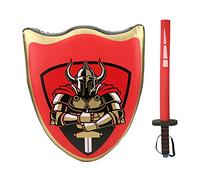 plplaaoo Children Taekwondo Boxing Training Fighting Knight Shield Sword Pretend Play Costume Accessories Lightweight PU Material Safe for Kids Role Play Halloween Party Blue Red (red combination)