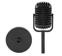 plplaaoo Classic Prop Microphone Highly Realistic Fake Microphone for Filming Karaoke Dance Shows Practice Durable Plastic Microphone Prop for Photography Decorations Gifts 3.1x6.5x2in (Black)