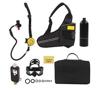 plplaaoo DIDEEP 1L Mini Scuba Diving Tank Kit Pressure Relief Valve Underwater Breathing Gear with Diving Goggles Strap Bag Refill Adapter for Professional Amateur Divers (Black)