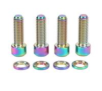 plplaaoo Disk Brake Screw Washers Set Ti Alloy M6 18mm 4 Sets High Strength Rustproof Lightweight Precision Threads for Bike Disc Brake Caliper Fixing (Color)