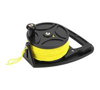 plplaaoo Diving Reel Scuba Dive Reel Spool Finger Reel with Anchor Rope for Cave Diving Snorkeling Water Sports Durable Nylon Line Yellow Color 83m Length (Black wheel)